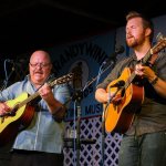Jim Hurst and Bryan McDowell with Claire Lynch Band at the 2014 Delaware Valley Bluegrass Festival - photo by Frank Baker