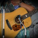 Emmylou Harris autograph on Dale Ann Bradley\'s guitar at Delaware Valley (September 2012) - photo by Frank Baker
