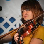 Kimber Ludiker with Della Mae at Delaware Valley (September 2012) - photo by Frank Baker