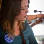 Jenni Lyn Gardner with Della Mae at Delaware Valley (September 2012) - photo by Frank Baker