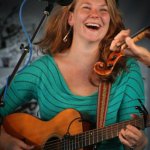 Celia Woodsmith with Della Mae at Delaware Valley (September 2012) - photo by Frank Baker