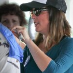 Jenni Lyn Gardner with Della Mae at Delaware Valley (September 2012) - photo by Frank Baker