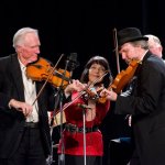 Byron Berline, Jana Jae, and Mark O'Connor at the National Fiddler Hall of Fame (2/6/13) - photo by Ken Ames