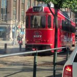 The pub tram runs through downtown Helsinki