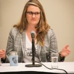 Kimber Ludiker presenting at the How To Build A Band seminar at World of Bluegrass 2016 - photo by Frank Baker