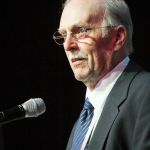 Bill Emerson accepting his Distinguished Achievement Award at World of Bluegrass 2016 - photo by Frank Baker Union