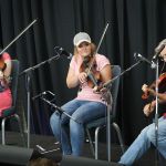 Samantha Snyder, Shelby Gold, and Darol Anger at the fiddle workshop during Wide Open Bluegrass 2016 - photo by Frank Baker