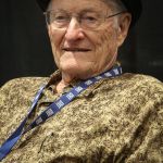 Jesse McReynolds in the Exhibit Hall during Wide Open Bluegrass 2016 - photo by Frank Baker