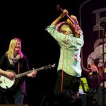 Mike Marshall and Darol Anger with the Alison Brown band at FreshGrass 2013 - photo by Dave Hollender
