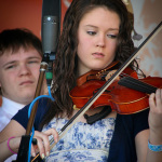 Eli Barnes and Sarah Fedorke with the Wheeling Park High School Bluegrass Band at Gettysburg (May 18, 2012) - photo by Frank Baker