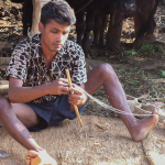 Making a sarangi bow - photo by Tara Linhardt