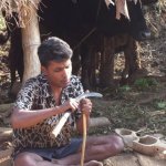 Making traditional fiddle bows from bamboo - photo by Tara Linhardt