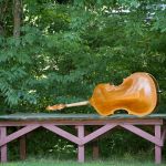 Unattended bass backstage at the August 2016 Gettysburg Bluegrass Festival - photo by Frank Baker