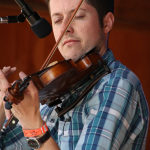 Patrick McAvinue with Audie Blaylock at the May 2016 Gettysburg Bluegrass Festival - photo by Frank Baker