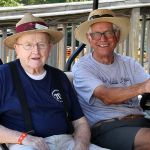 Long time Gettysburg fixture Sterling with promoter Joe Cornett at the August 2015 Gettysburg Bluegrass Festival - photo by Frank Baker