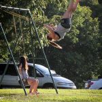 Just 'a swingin' at the August 2015 Gettysburg Bluegrass Festival - photo by Frank Baker