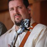 Aaron McDaris with Rhonda Vincent & the Rage at the August 2015 Gettysburg Bluegrass Festival - photo by Frank Baker