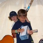 Kids with handmade instruments in the family tent at Grey Fox 2013 - photo by Tara Lindhardt