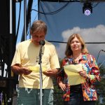 Ron Thomason and Mary Doud announced scholarship recipients at Grey Fox 2013 - photo by Tara Lindhardt