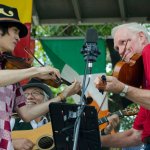 Hiromu Teshima and Byron Berline at Guthrie 2013 - photo by Tom Dunning