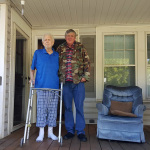 Charles Haney and his caretaker, Barry, on his front porch in Reidsville, NC - photo by Becky Johnson