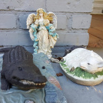 Figurines flanking Charles Haney's front porch in Reidsville, NC - photo by Becky Johnson