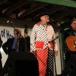 Ralph Stanley, Melvin Goins (Big Wilbur) and Larry Sparks at the Hills Of Home Festival (5/23/14) - photo by Jessica Boggs
