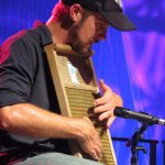 Andy Lambert on washboard with Pert Near Sandstone at WOB 2012 - photo by Woody Edwards