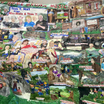 Dixie Hall's hand-painted banner of her stable of Blue Circle Records artists on display at the Dixie & Tom T. Hall - A Homegrown Love Story exhibit at the International Bluegrass Music Museum