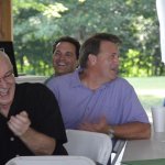 Carl Jackson, Larry Stephenson, Mike Scott and Sam Bush at the Jesse McReynolds roast for his 85th birthday (7/13/14) - photo by Passamano Brothers (passamanobros.com)