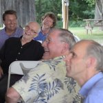 Larry Stephenson, Mike Scott, Carl Jackson, Sam Bush, Jim Buchanna, and Eddie Stubbs at the Jesse McReynolds roast for his 85th birthday (7/13/14) - photo by Passamano Brothers (passamanobros.com)