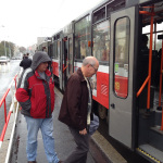 Ned Luberecki and Jon Weisberger board a train in Prague