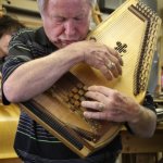 Little Roy Lewis doing an autoharp demonstration at their workshop in Newport, PA (3/9/13) - photo by Frank Baker