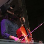 Joe Kwon with The Avett Brothers at MerleFest 2013 - photo by Andy Garrigue