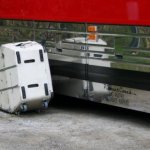 The Avett Brothers base case at the bus at MerleFest 2013 - photo by Andy Garrigue