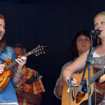 Kelsi Harrigill, Jeff Rose, Harry Clark, and Missy Armstrong at the Emerging Artist mega-jam at the 2014 Milan Bluegrass Festival (8/16/14) - photo by Bill Warren