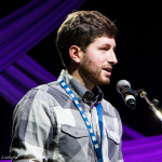 Brad Kolodner accepts his Industry Involvement Momentum Awards at the 2016 World of Bluegrass convention - photo © Tara Linhardt