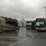 Aerosmith's seven buses parked at The Sheraton where Mountain Heart was staying (July 20, 2012)