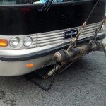 Damage to Mountain Heart's bus in New York City (July 20, 2012)
