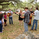 Newtown warming up with students from Greynolds Park Elementary at the Everglades Bluegrass Festival - photo by Doris Schenk