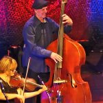 Sara Watkins and Mark Schatz with Nickel Creek at the Ryman Auditorium (4/18/14) - photo by Daniel Mullins