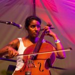 Leyla McCalla with Carolina Chocolate Drops at Old Settler's 2013 - photo © John Grubbs
