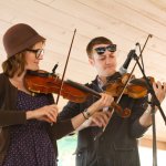 Kimber and Dennis Ludiker fiddling at Old Settler's 2013 - photo © John Grubbs