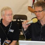 John Lawless being interviewed by Chris Jones at Pickin' In The Panhandle (9/8/12) - photo by David Morris