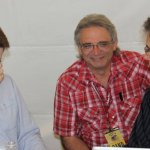 Clay Hess, Irl Hees and Chris Jones share a laugh at Pickin' In The Panhandle (9/8/12) - photo by David Morris