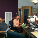 Jeff Parker, Mark Fain and Paul Hollowel at the Jeff Parker It's Christmas Time tracking sessions at Ricky Skaggs' studio