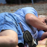 Just a little nap in the sunshine at the 2016 Pickin' By The Lake Festival - photo by Laura Tate Photography