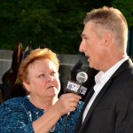Alan Bibey with Katy Daley on the 2013 IBMA Red Carpet - photo by Milo Farineau