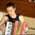 Suz Slezak with David Wax Museum at Red Wing Roots 2014 - photo © G. Milo Farineau