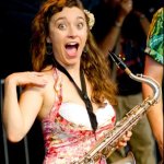Chloe Feoranzo with Pokey LaFarge at Red Wing Roots 2014 - photo © G. Milo Farineau
